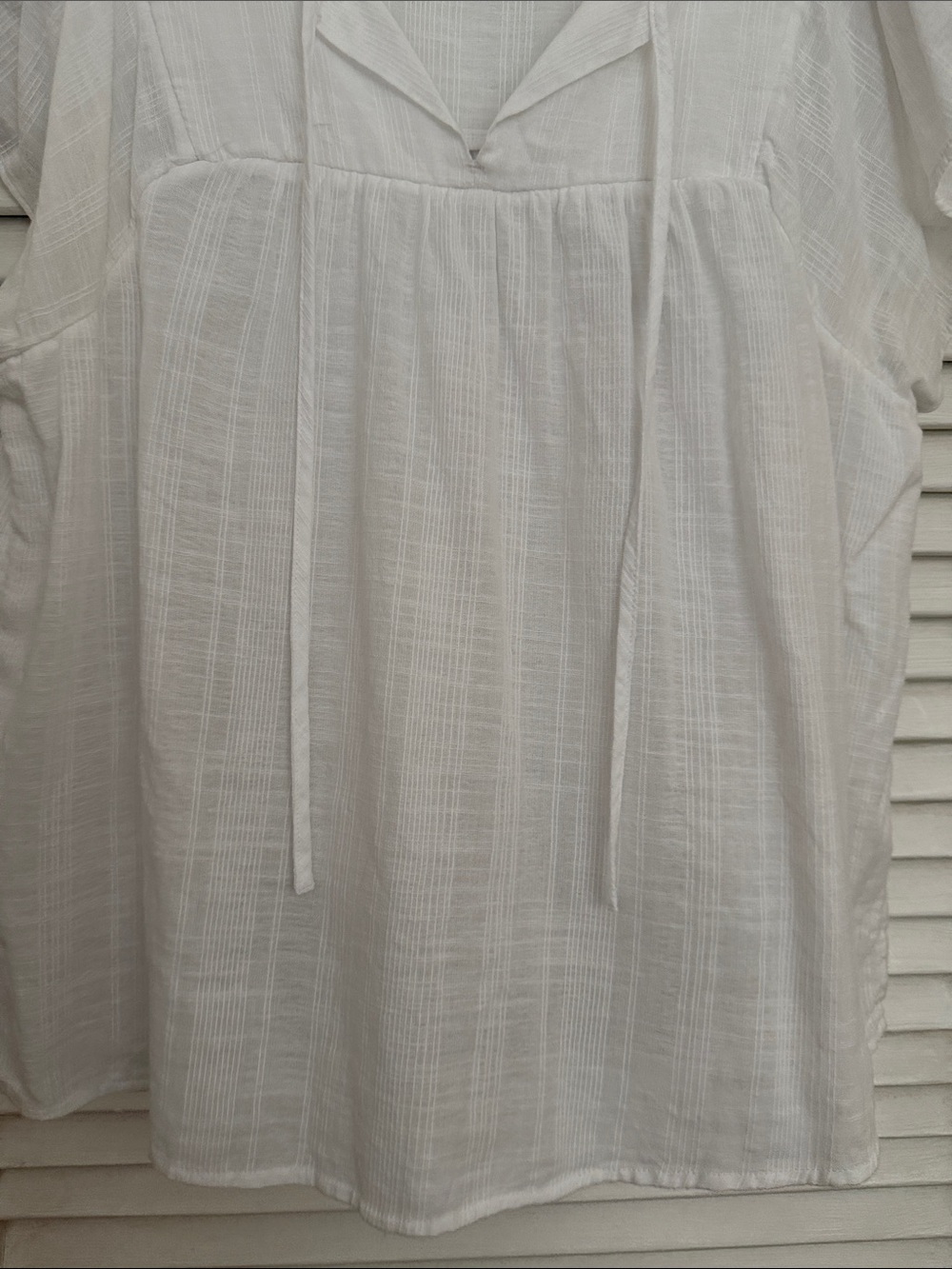 GAP White Gauze V-Neck Tie Front Cap Sleeve Blouse - Picture 3 of 8
